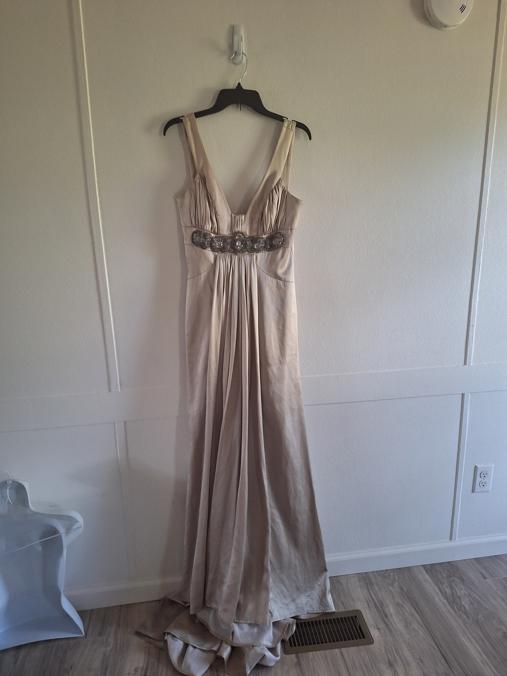 Elegant Taupe Beaded Empire Maxi Dress - Picture 5 of 8